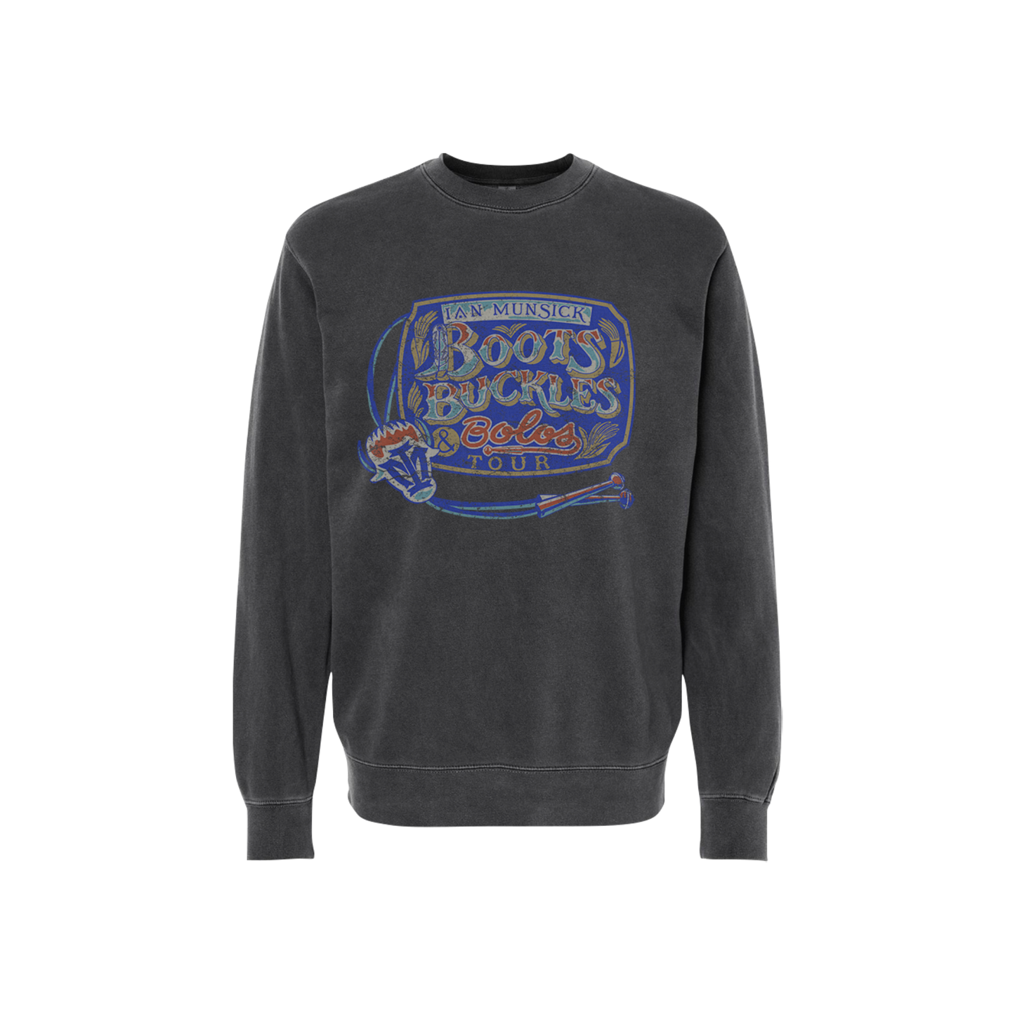 Boots, Buckles & Bowties Faded Black Crewneck