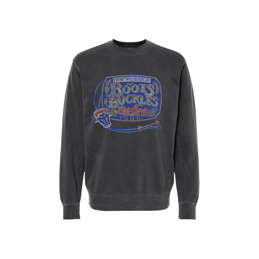 Boots, Buckles & Bowties Faded Black Crewneck